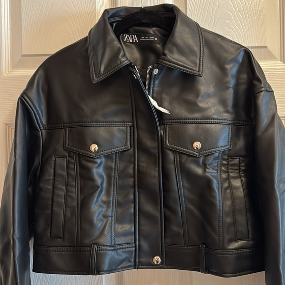 NWT Zara Cropped Faux Leather Jacket - Picture 5 of 9